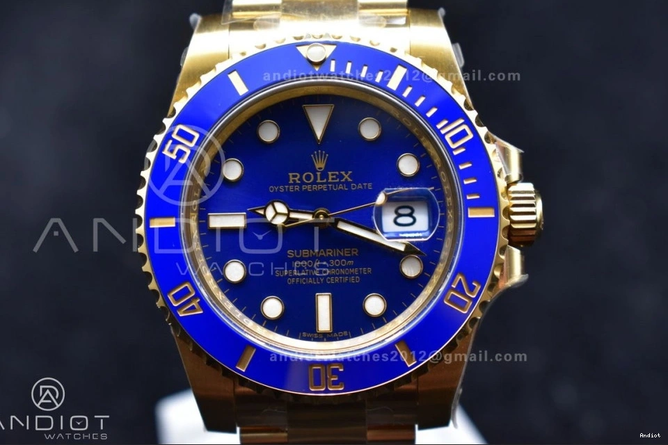 Ceramic Clean 1:1 Best 116618 904L Submariner YG LB Edition Steel Blue VR3135 Plated 0517